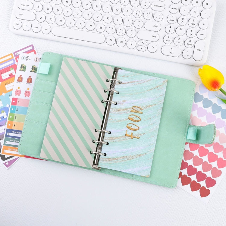A6 Crocodile Pattern PU Leather Loose-Leaf Binder Budget Notebook Cash Envelope Organizer(Pink)