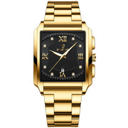 BINBOND B4143 Rectangular Outdoor Men Water-resistant Quartz Watches(Full Gold-Black)