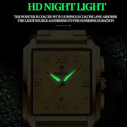 BINBOND B4143 Rectangular Outdoor Men Water-resistant Quartz Watches(Full Gold-Black)