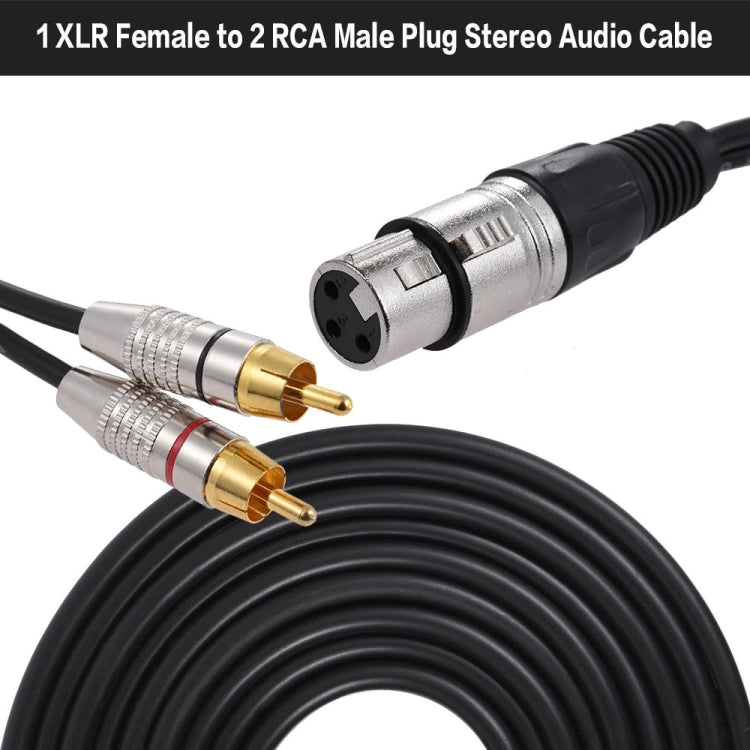 XLR Female To 2RCA Male Plug Stereo Audio Cable, Length: 10m - Microphone Audio Cable & Connector by PMC TechLife | Online Shopping South Africa | PMC TechLife | Buy Now Pay Later Mobicred