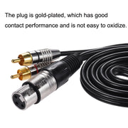 XLR Female To 2RCA Male Plug Stereo Audio Cable, Length: 10m