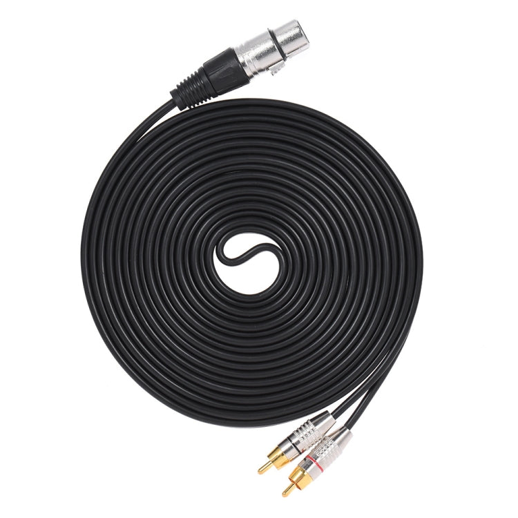 XLR Female To 2RCA Male Plug Stereo Audio Cable, Length: 10m - Microphone Audio Cable & Connector by PMC TechLife | Online Shopping South Africa | PMC TechLife | Buy Now Pay Later Mobicred