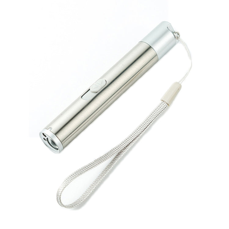 3 in 1 USB Rechargeable Flashlight Infrared Laser Pen Currency Detector Lamp(Silver) - Mini Flashlight by PMC TechLife | Online Shopping South Africa | PMC TechLife