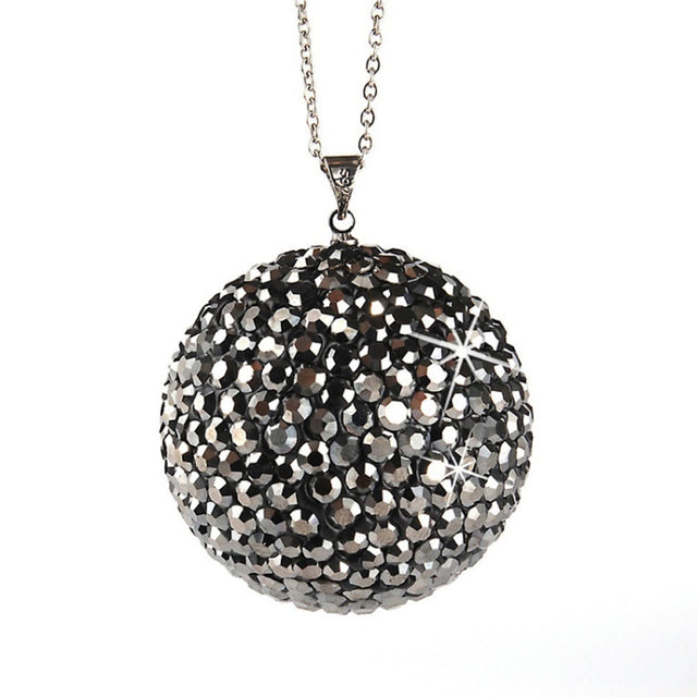 Car Diamond Crystal Ball Rearview Mirror Decoration Pendant(Shiny Black)