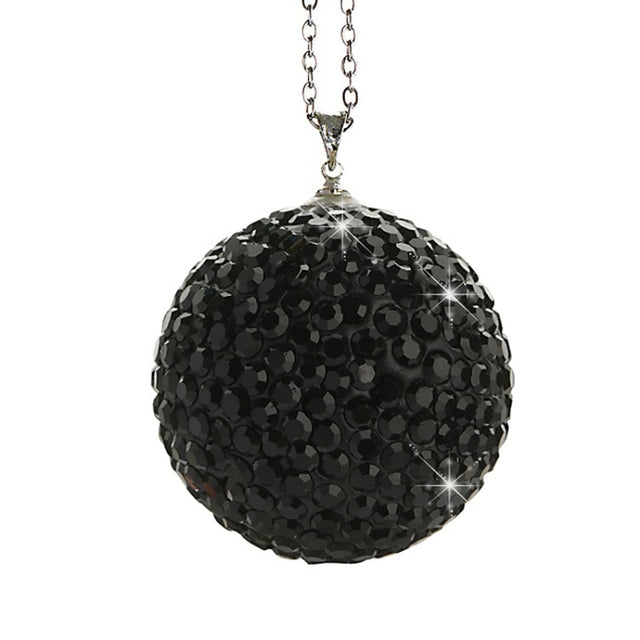 Car Diamond Crystal Ball Rearview Mirror Decoration Pendant(Black)
