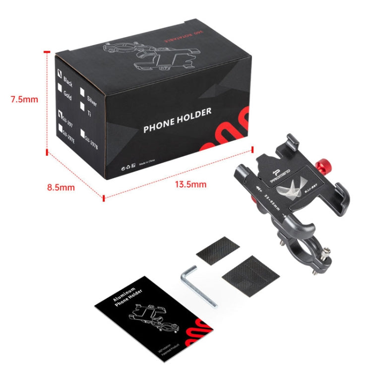 PROMEND SJJ-297 Aluminum Alloy Rotation Adjustable Bicycle Mobile Phone Bracket(Titanium) - Holders by PMC TechLife | Online Shopping South Africa | PMC TechLife | Buy Now Pay Later Mobicred
