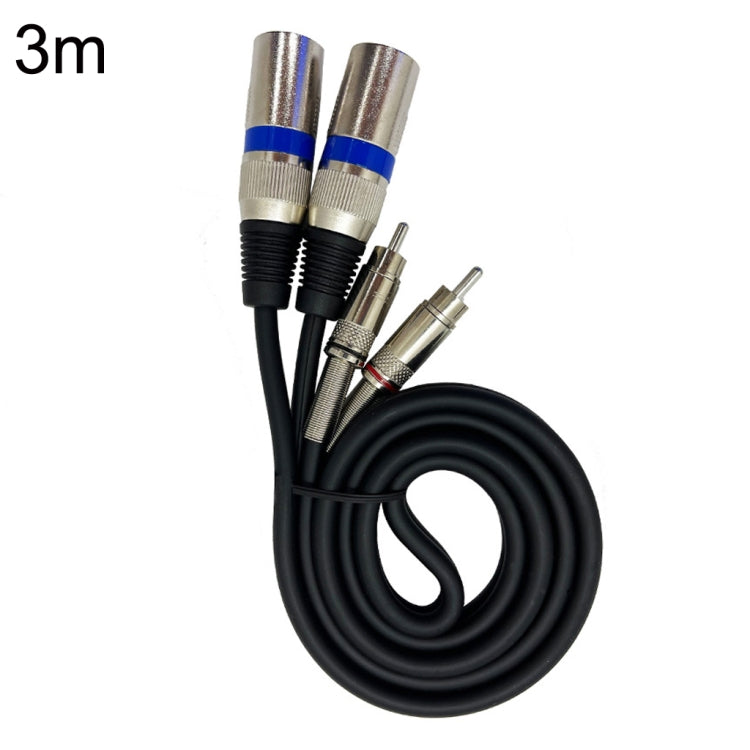 2RCA Male 2XLR Caron Male Speaker Audio Balance Cable, Length: 3m - Microphone Audio Cable & Connector by PMC TechLife | Online Shopping South Africa | PMC TechLife | Buy Now Pay Later Mobicred