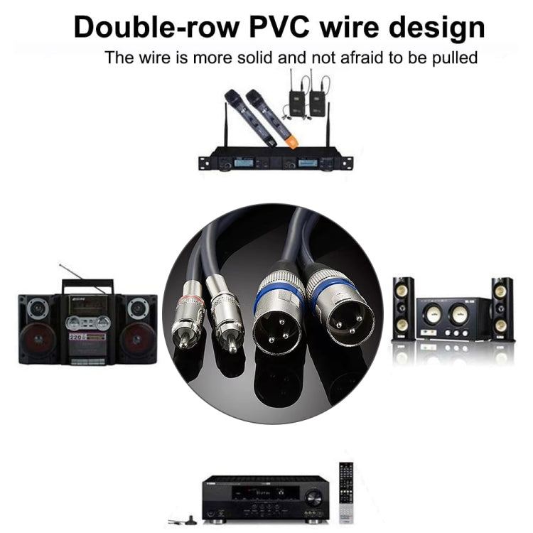 2RCA Male 2XLR Caron Male Speaker Audio Balance Cable, Length: 5m