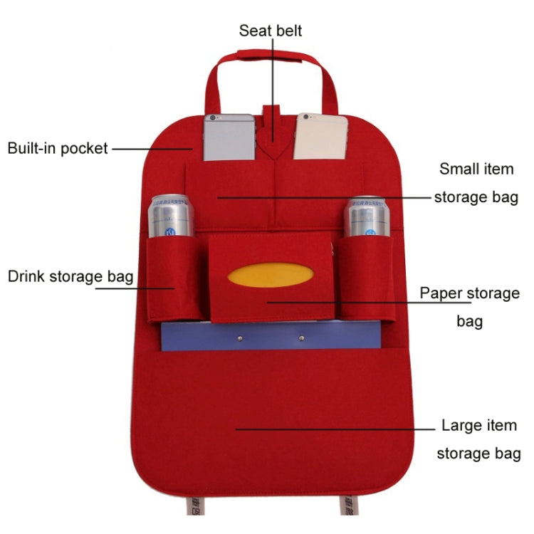 Car Multifunctional Seat Back Storage Hanging Bag, Size: 40x56cm(Rose Red) - Stowing Tidying by PMC TechLife | Online Shopping South Africa | PMC TechLife | Buy Now Pay Later Mobicred
