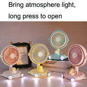Household Cute Pet Fan USB Desktop Night Light Fan(Apricot)
