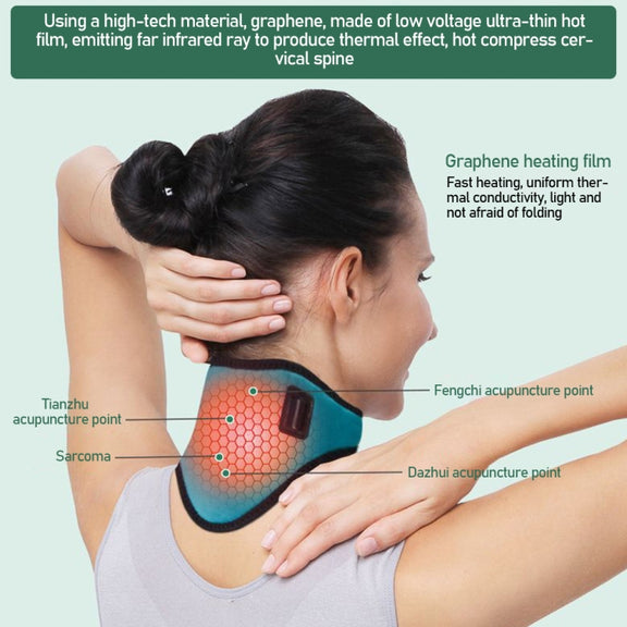 USB Electric Heating Neck Protector Graphene Neck Pain Relief Tool(Rose Red)
