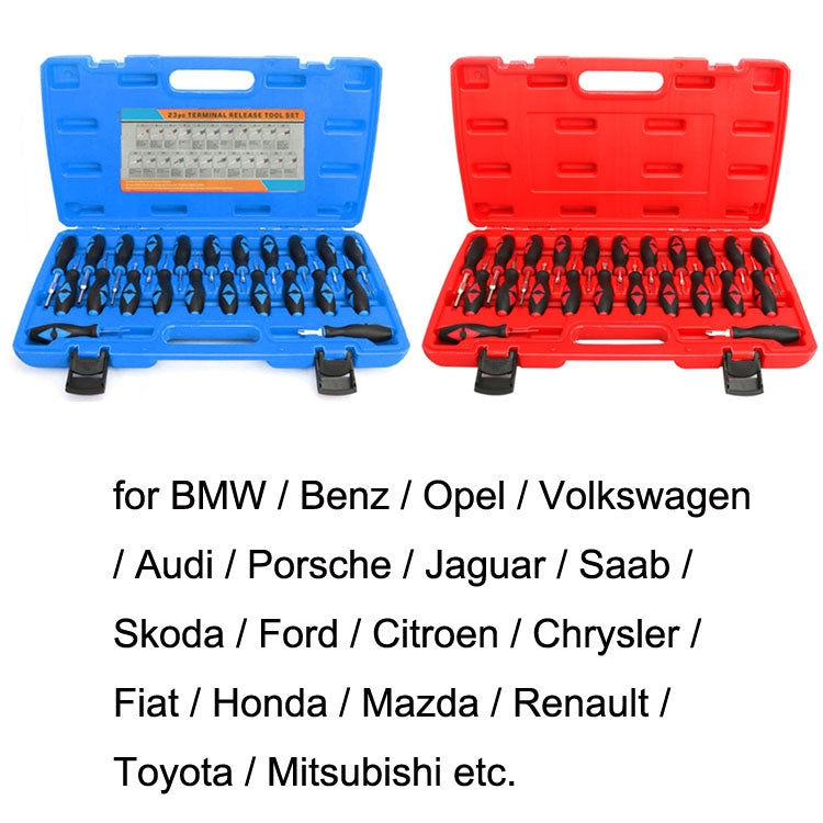 23pcs/set For Audi Terminal Remover Car Wiring Harness Plug Unlocker Pin Extractor(Red) - Booster Cable & Clip by PMC TechLife | Online Shopping South Africa | PMC TechLife | Buy Now Pay Later Mobicred