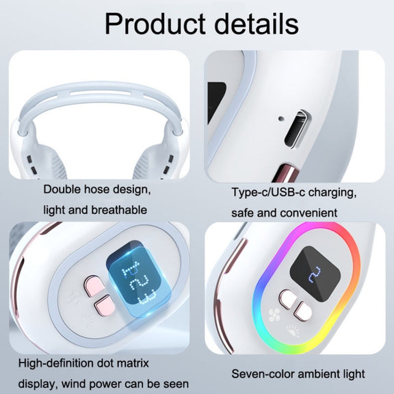 S57 Outdoor Sports RGB Hanging Neck Fan Folding Portable Mini Bladeless USB Fan(Mint Green)