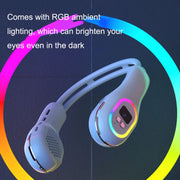 S57 Outdoor Sports RGB Hanging Neck Fan Folding Portable Mini Bladeless USB Fan(Mint Green)