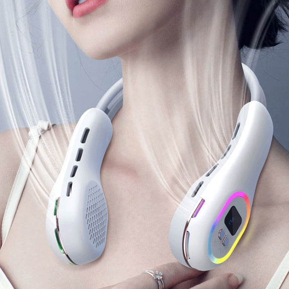 S57 Outdoor Sports RGB Hanging Neck Fan Folding Portable Mini Bladeless USB Fan(Mint Green)