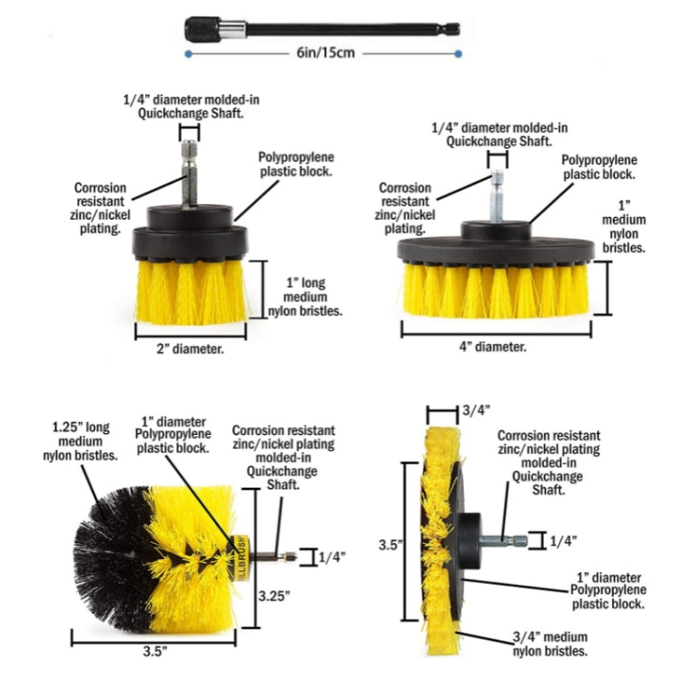 8 In 1 Electric Drill Crevice Cleaning Brush Car Wash Tool Set, Size: A Model(Yellow) - Car washing supplies by PMC TechLife | Online Shopping South Africa | PMC TechLife | Buy Now Pay Later Mobicred