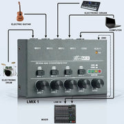 4 Way mixer With Single Channel Stereo Switching Mini Signal Hybrid Small Audio