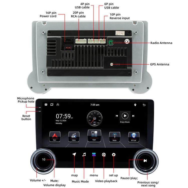 10.1 inch IPS Display + 2.5D Touch Screen Bluetooth FM Radio Car Navigation Machine, Memory: 2+64G
