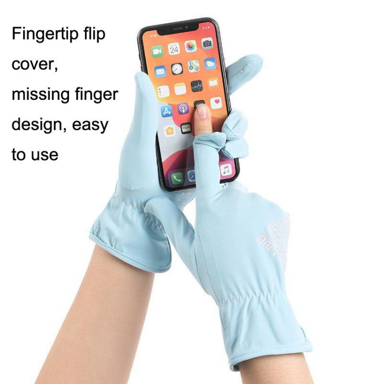 1pair Driving Sunscreen Anti-ultraviolet Thin Summer Ice Silk Dew Finger Non-slip Riding Gloves Free Size(Sky Blue) - Safety Gloves by PMC TechLife | Online Shopping South Africa | PMC TechLife | Buy Now Pay Later Mobicred