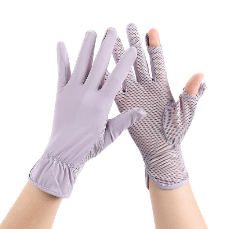 1pair Summer Sunscreen Breathable Thin Anti-ultraviolet Finger Fishing Ice Silk Gloves Free Size(Clove Purple) - Safety Gloves by PMC TechLife | Online Shopping South Africa | PMC TechLife | Buy Now Pay Later Mobicred