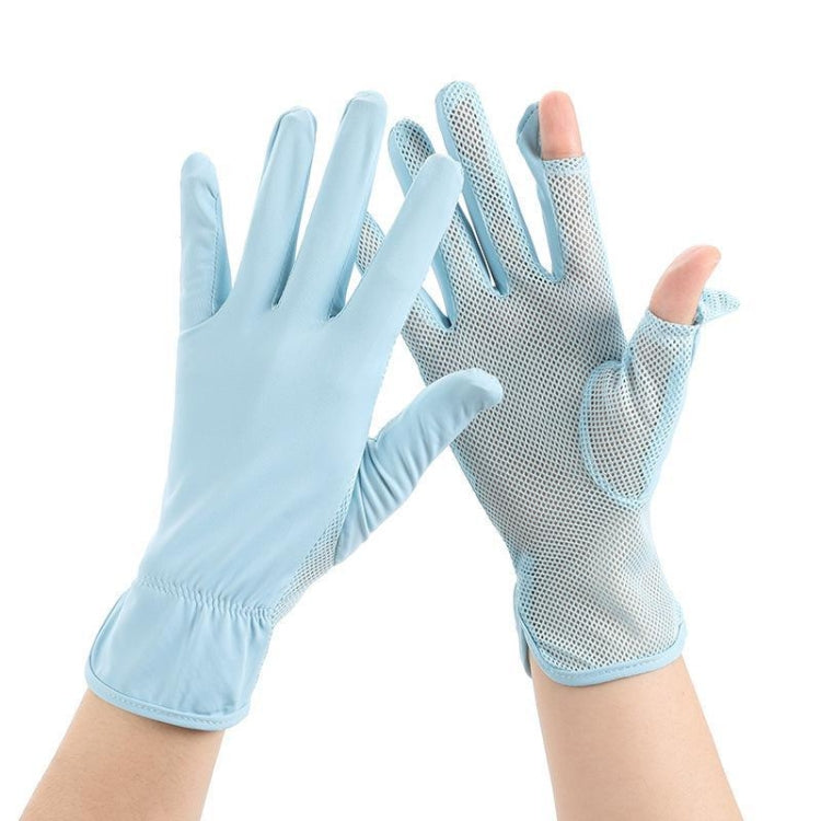 1pair Summer Sunscreen Breathable Thin Anti-ultraviolet Finger Fishing Ice Silk Gloves Free Size(Sky Blue) - Safety Gloves by PMC TechLife | Online Shopping South Africa | PMC TechLife | Buy Now Pay Later Mobicred