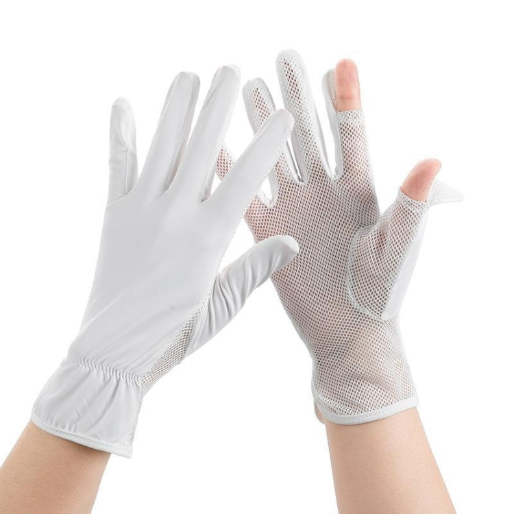 1pair Summer Sunscreen Breathable Thin Anti-ultraviolet Finger Fishing Ice Silk Gloves Free Size(Ivory White) - Safety Gloves by PMC TechLife | Online Shopping South Africa | PMC TechLife | Buy Now Pay Later Mobicred