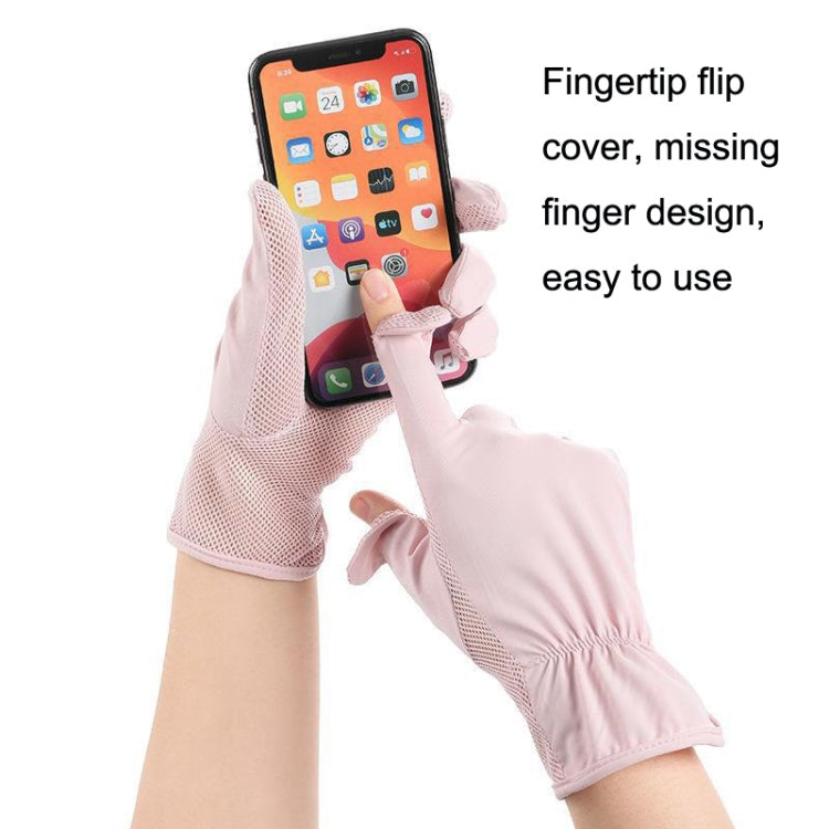 1pair Summer Sunscreen Breathable Thin Anti-ultraviolet Finger Fishing Ice Silk Gloves Free Size(Ivory White) - Safety Gloves by PMC TechLife | Online Shopping South Africa | PMC TechLife | Buy Now Pay Later Mobicred