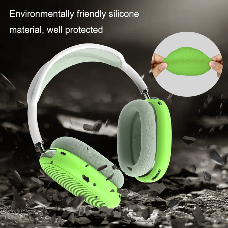 T2 For Apple AirPods Max 1pair Bluetooth Headset Anti-Fall Silicone Protective Case(Luminous Green) - For AirPods Max by PMC TechLife | Online Shopping South Africa | PMC TechLife