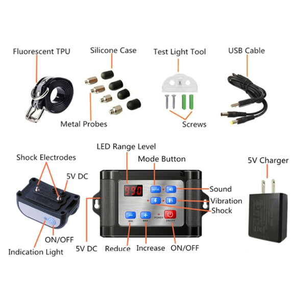 Outdoor Wireless Electronic Pet Fence Night Reflective Collar, Specification: One for Two(UK Plug)