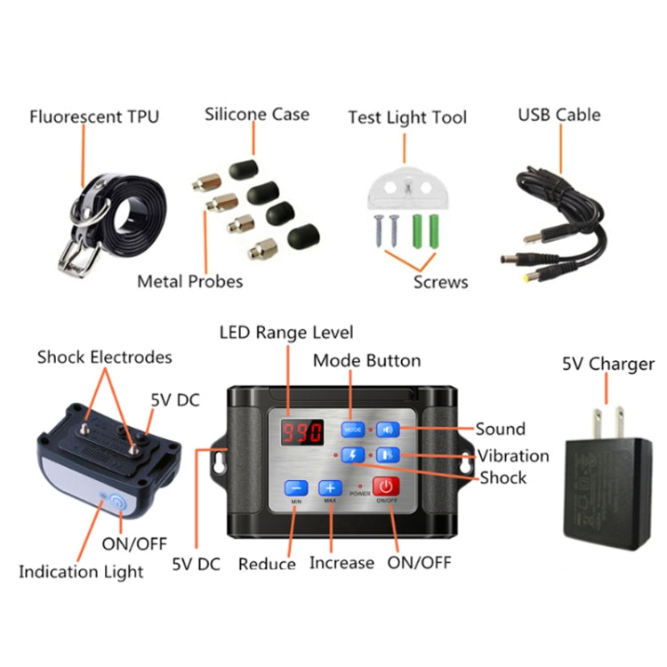 Outdoor Wireless Electronic Pet Fence Night Reflective Collar, Specification: One for  Three(UK Plug)