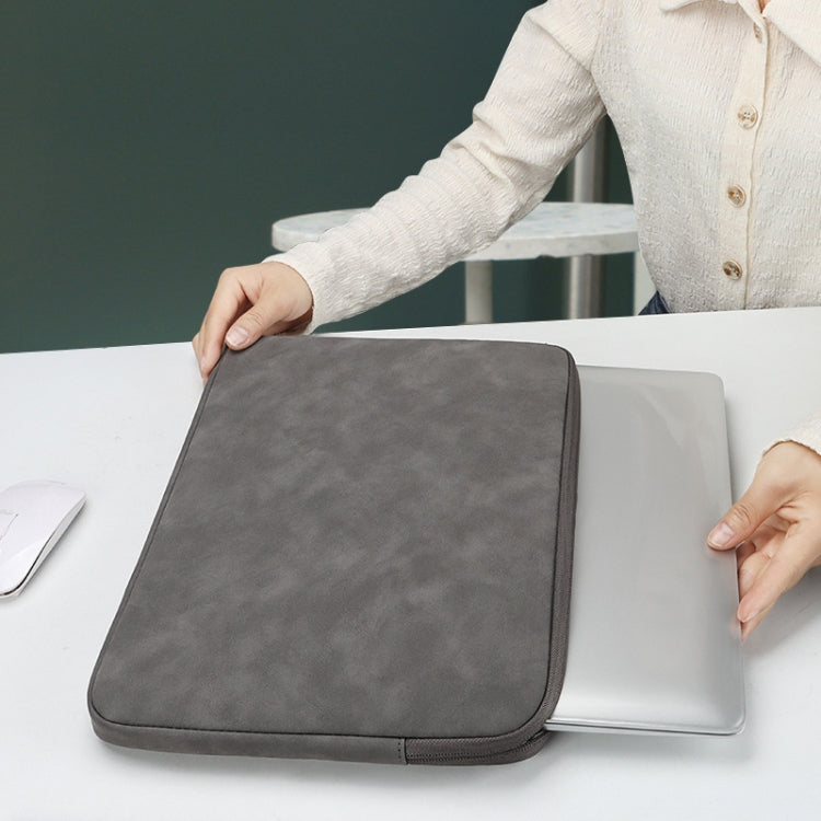 ND12 Lambskin Laptop Lightweight Water-resistant Sleeve Bag, Size: 14.1-15.4 inches(Gray with Bag)