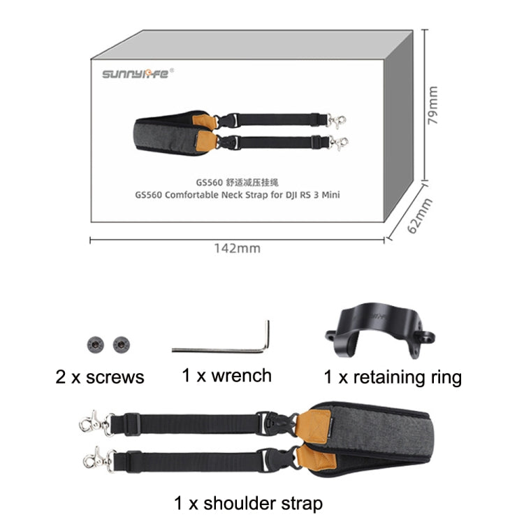 For DJI RS3 Mini Sunnylife RO-GS560 Lanyard Handheld Gimbal Double Buckle Comfortable Shoulder Strap Accessories(Black) - free shipping - PMC TechLife - Order now!