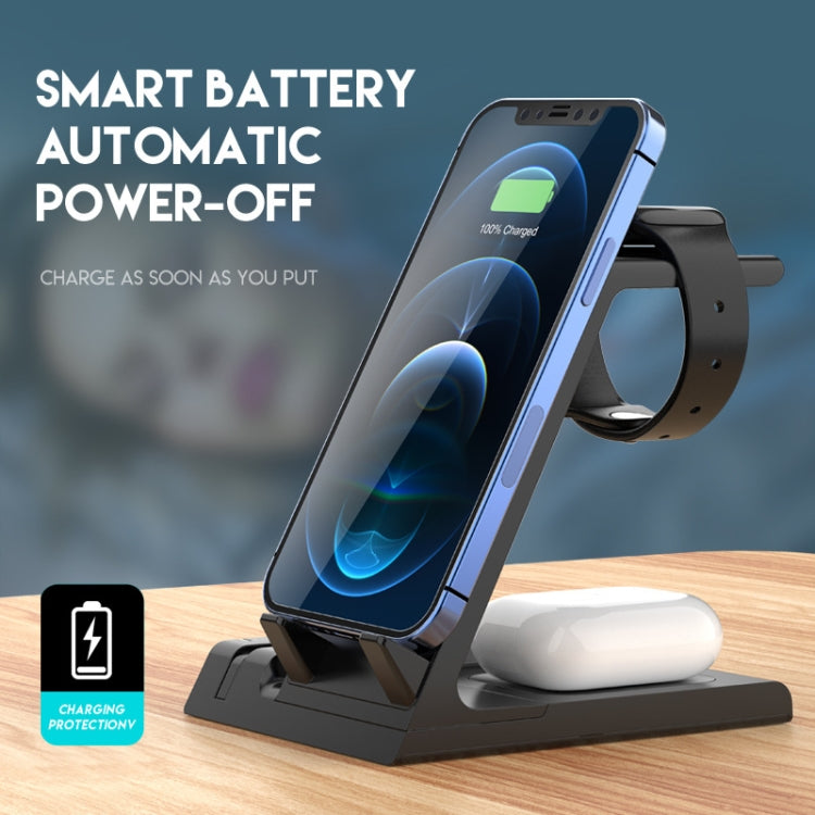 Z252 6-In-1 Wireless Charging Stand Dock With USB-C/Type-C Port & 8 Pin Charge Cable(White)