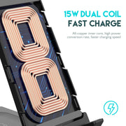 Z252 6-In-1 Wireless Charging Stand Dock With USB-C/Type-C Port & 8 Pin Charge Cable(White)