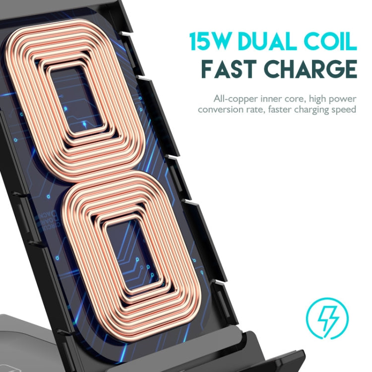 Z252 6-In-1 Wireless Charging Stand Dock With USB-C/Type-C Port & 8 Pin Charge Cable(White)