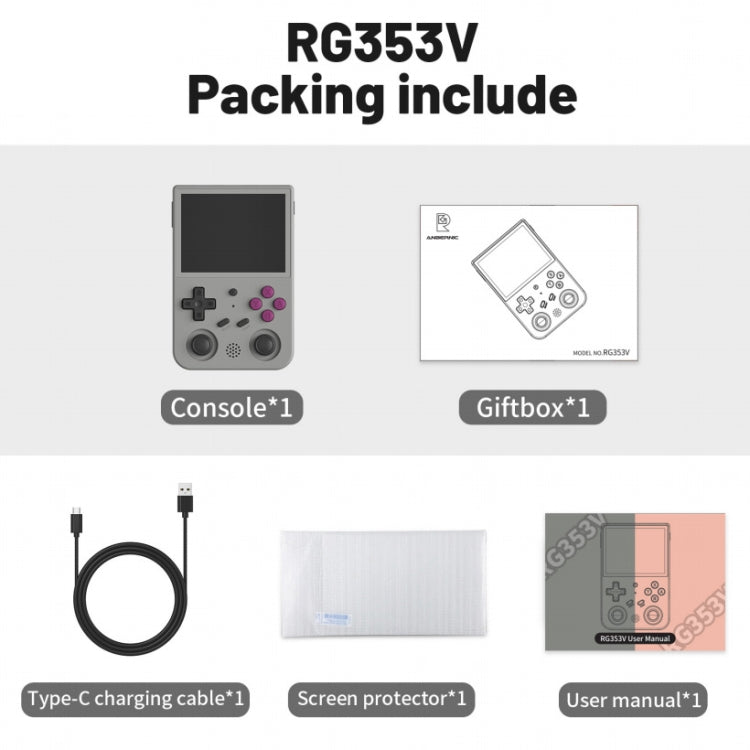 ANBERNIC RG353V  3.5 Inch Wireless Game Box Android 11 Linux OS Handheld Game Console 128G 25,000 Games(Transparent Purple) - free shipping - PMC Jewellery - Order now!