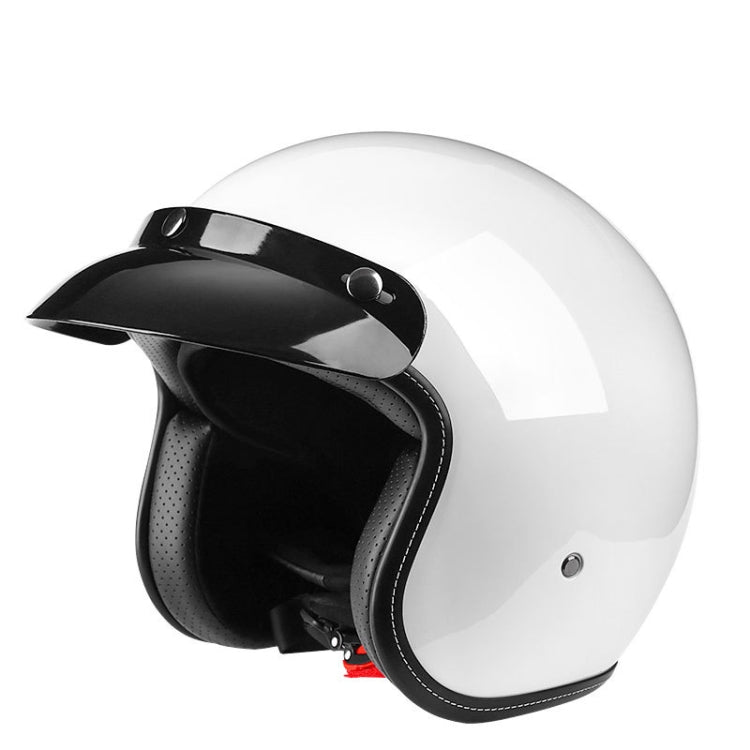 BYB 701 All Seasons Retro Motorcycle Helmet, Size: M(Bright White) - free shipping - PMC TechLife - Order now!