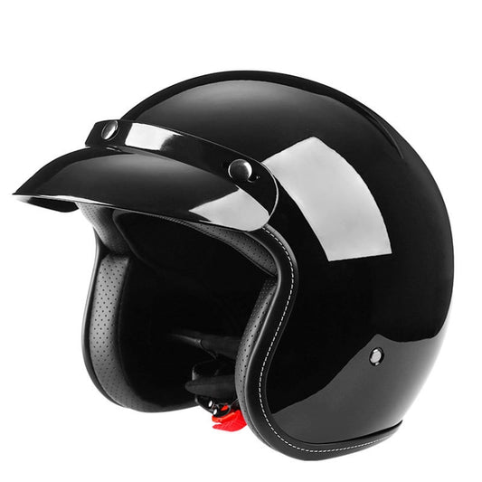 BYB 701 All Seasons Retro Motorcycle Helmet, Size: XL(Bright Black) - free shipping - PMC Jewellery - Order now!