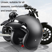 BYB 701 All Seasons Retro Motorcycle Helmet, Size: XL(Bright Black)