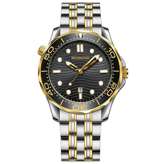 Inter-gold Black Surface BINBOND B2820 Luminous 30m Waterproof Men Sports Quartz Watch - free shipping - PMC Jewellery - Order now!