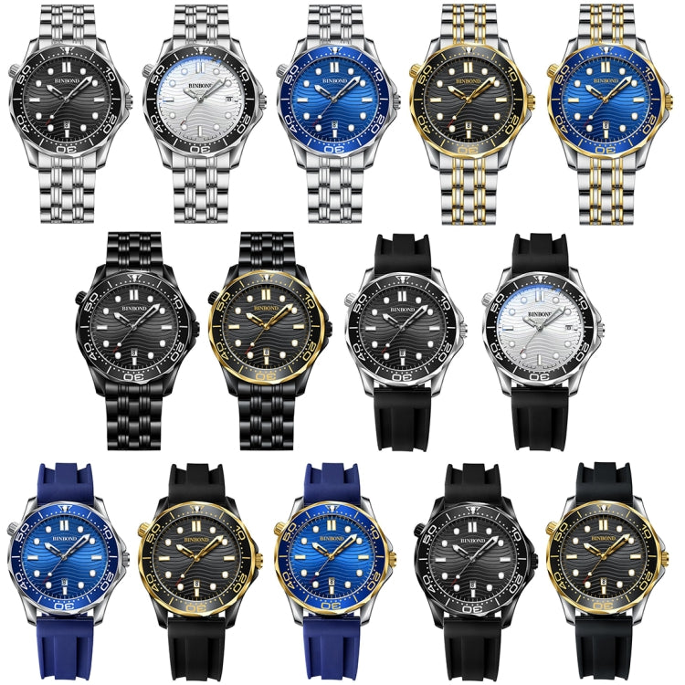 Inter-gold Black Surface BINBOND B2820 Luminous 30m Water-resistant Men Sports Quartz Watch