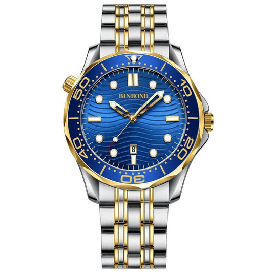 Inter-gold Blue Surface BINBOND B2820 Luminous 30m Waterproof Men Sports Quartz Watch - free shipping - PMC Jewellery - Order now!