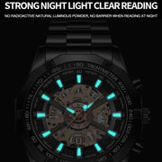 BINBOND S033 Hollowed Mechanical 30m Water-resistant Luminous Quartz Watch, Color: Black Steel-Black-Gold