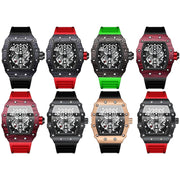 BINBOND B6577 Barrel Shape 30m Water-resistant Sports Quartz Watch(Black Silicon-Red-Black)