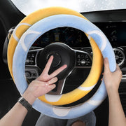 Car Steering Wheel Cartoon Short Fluff Handle Cover, Size: 38cm(Blue D Shape)