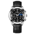 BINBOND B3591 30m Waterproof Luminous Calendar Men Watch, Color: Black Leather-White-Black - free shipping - PMC TechLife - Order now!