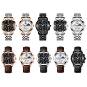 BINBOND B3591 30m Water-resistant Luminous Calendar Men Watch, Color: Brown Leather-White-White