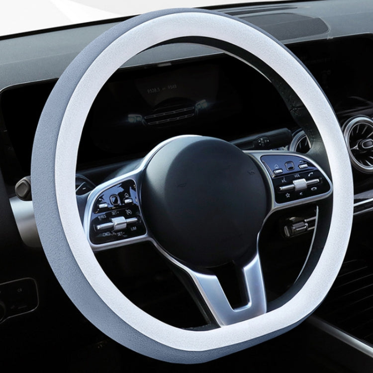 Car Steering Wheel Short Plush Winter Non-slip Grip Cover, Size: 38cm(D Shaped Silver Gray) - Steering Wheel Accessories by PMC TechLife | Online Shopping South Africa | PMC TechLife | Buy Now Pay Later Mobicred