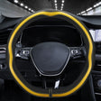 Car Steering Wheel Carbon Fiber Breathable Wear-resistant Leather Case, Size: 38cm(Yellow D Shape) - Seat Belts & Padding by PMC TechLife | Online Shopping South Africa | PMC TechLife | Buy Now Pay Later Mobicred