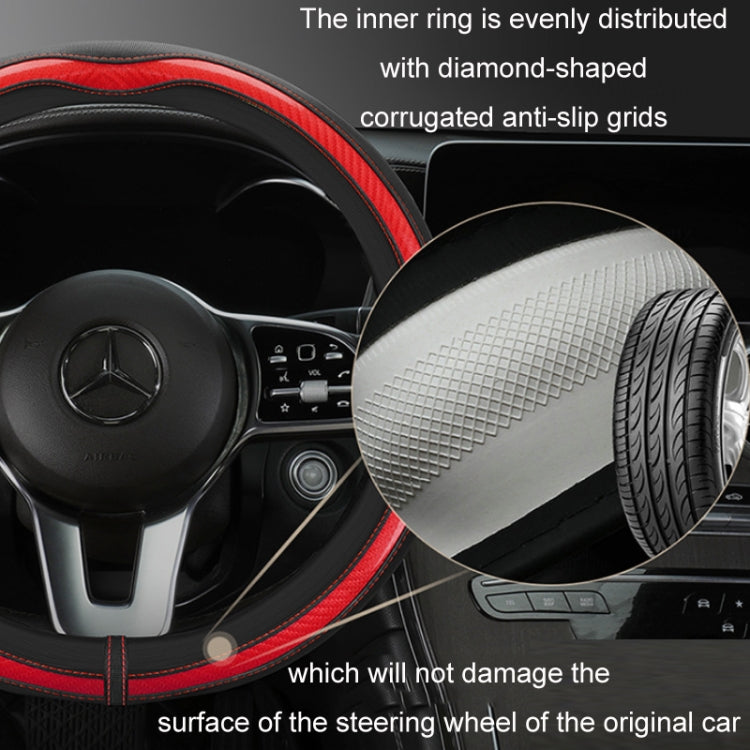 Car Steering Wheel Carbon Fiber Breathable Wear-resistant Leather Case, Size: 38cm(Yellow Round)